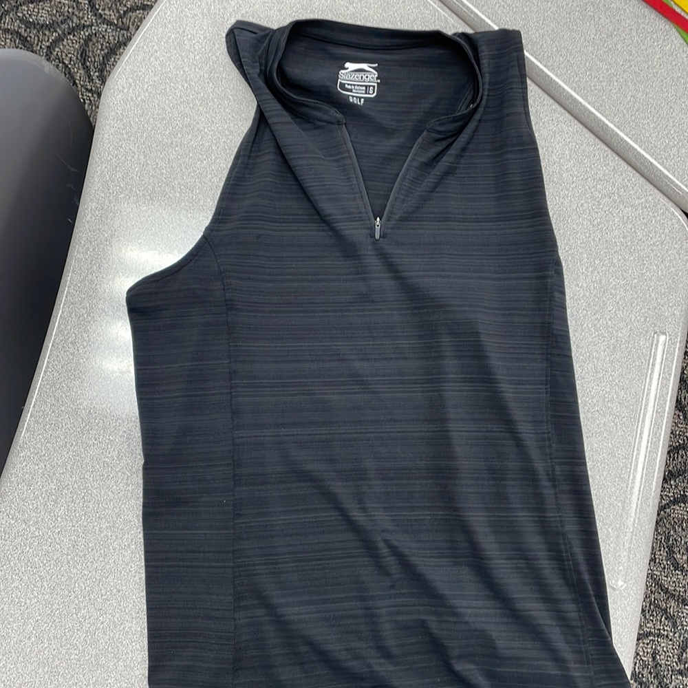 Black striped Slazenger sz S women golf shirt